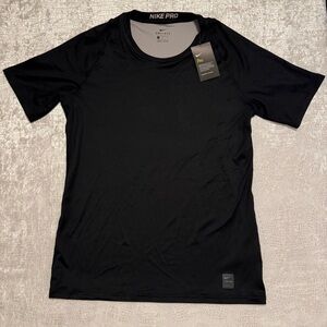 Nike Pro Men's Short Sleeve Black Tee, Men’s Large, New